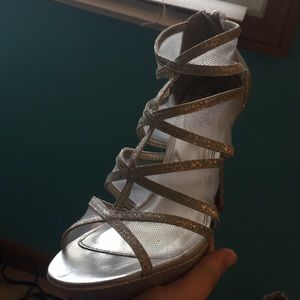 Silver high heels
